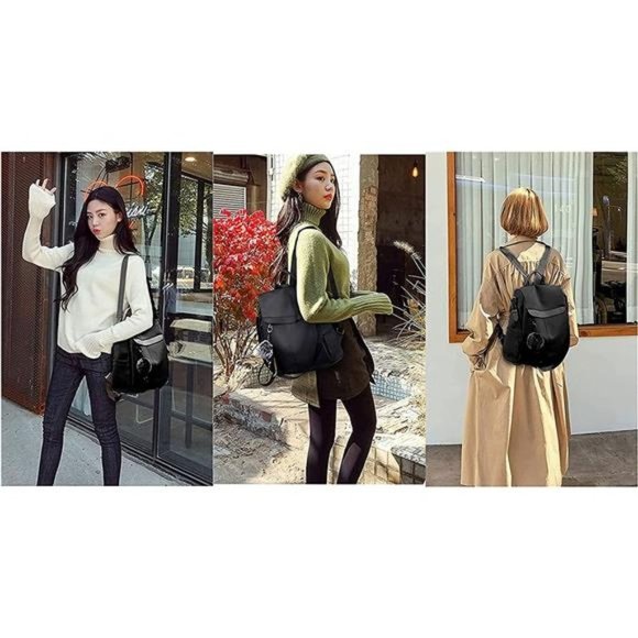 Backpack Purse for Women Waterproof Paint Black - Picture 3 of 6